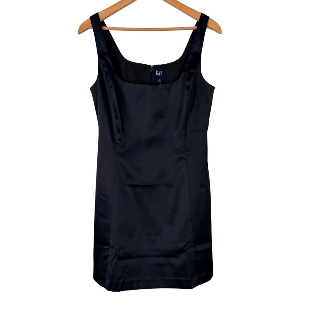 NWT Gap Structured Black Satin Mini Dress, S